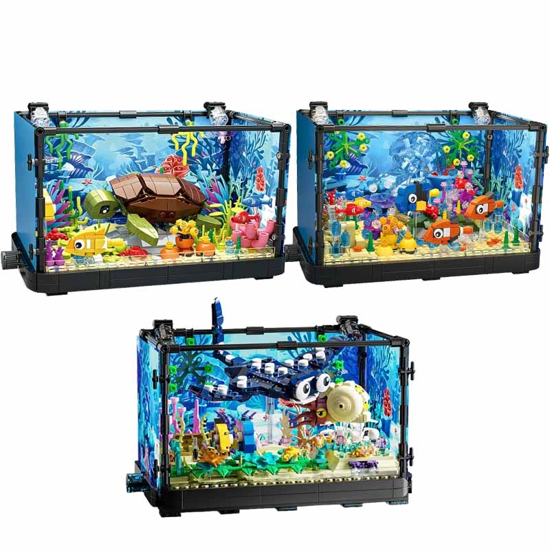 Fish Tank Building Block Set w - Aquarium Light ulasan dan harga