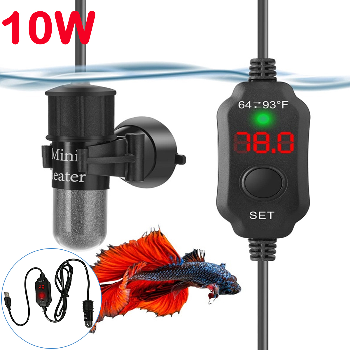 10W Adjustable Aquarium Heater - Fish Tank Heater ulasan dan harga